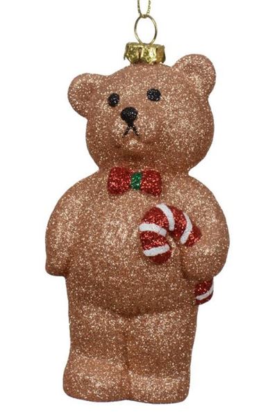 ORSO PENDENTE IN PLASTICA CON GLITTER CM.12H PECAN BROWN