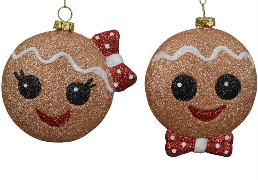 GINGERBREAD IN PLASTICA GLITTER CM.D8X9H BROWN 2 MOD. ASS.