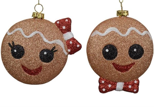 GINGERBREAD IN PLASTICA GLITTER CM.D8X9H BROWN 2 MOD. ASS.