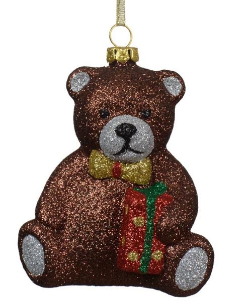 ORSO PENDENTE PLASTICA CM.9X10H GLITTER BROWN