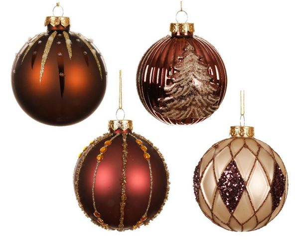 PALLINA NATALE VETRO GLITTER DIA8CM 4 COL. ASS.