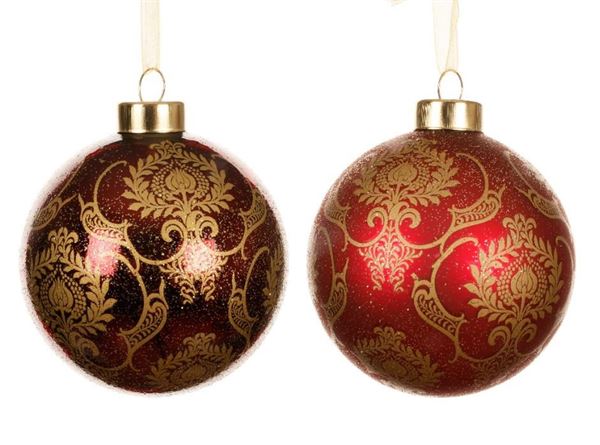 PALLINA NATALE VETRO FLOWER DIA8CM 2 COL. ASS.