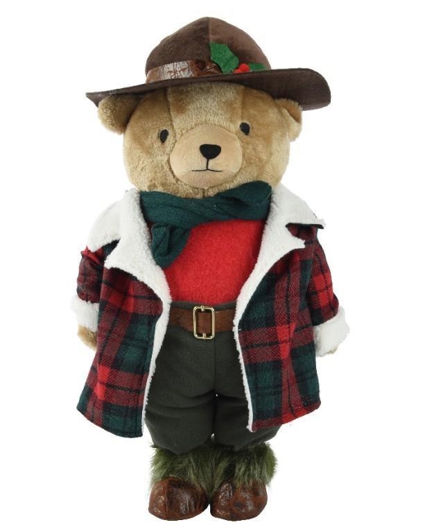 ORSO IN POLIESTERE CAPPELLO MARRONE CM.23X38X60H