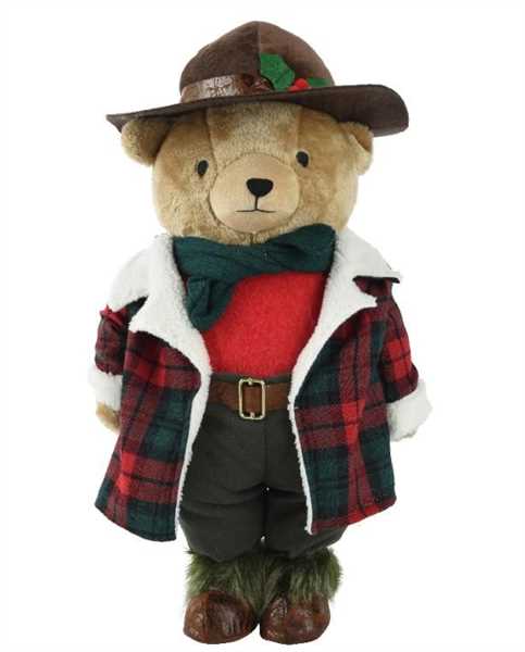 ORSO IN POLIESTERE CAPPELLO MARRONE CM.23X38X60H