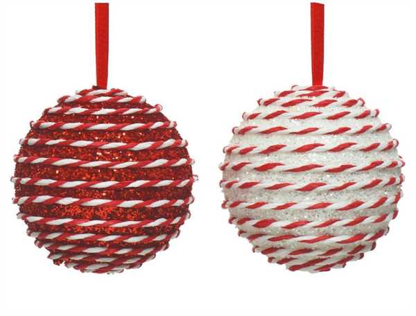 PALLINA NATALE PLASTICA CM.D10 2 ASS. RED/WHITE