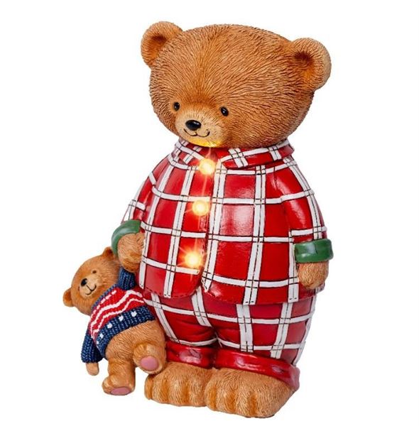 ORSO IN POLIRESINA LED L.CALDA CM.12X18,5X24H BATTERIA