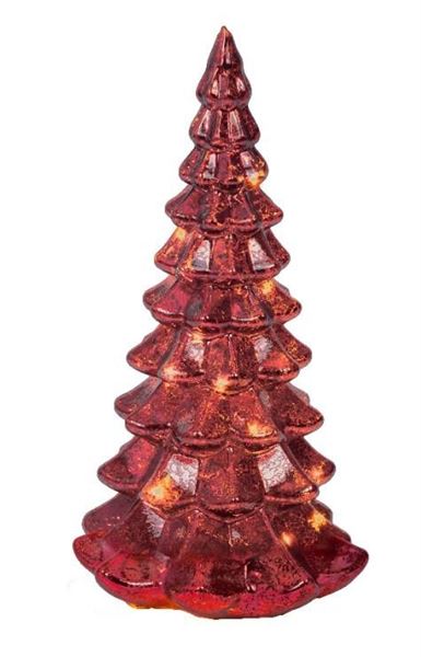 ALBERO VETRO MICRO LED L.CALDA CM.D10X21H RED BATTERIA