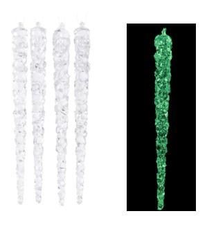 CONF. 4 GHIACCIOLI IN PLASTICA FOSFORESCENTE CM.15H