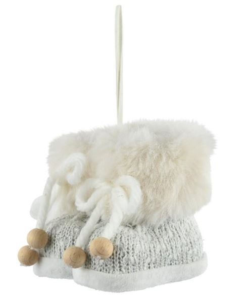 PENDENTE SCARPONCINI CON PELLICCIA CM.7,5X9X8H WHITE