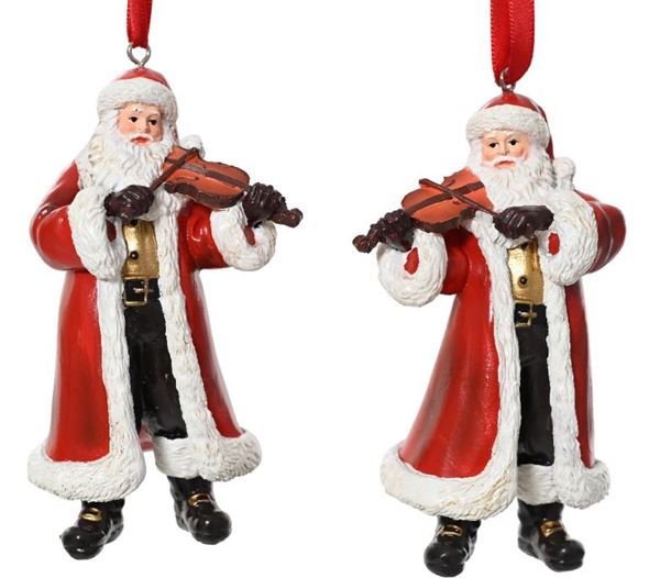 PENDENTE BABBO NATALE CON VIOLINO POLIR. CM.6X10 2 MOD. ASS.