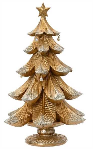 ALBERO NATALE POLIRESINA GLITTER CM.14X15,5X25H GOLD