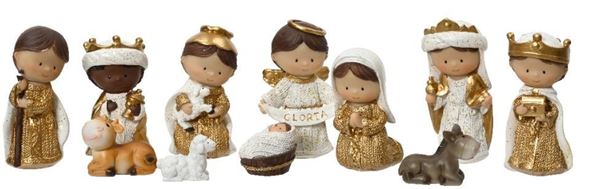 NATIVITA' SET 11PZ POLIRESINA 5X3,5X10 CREAM/GOLD