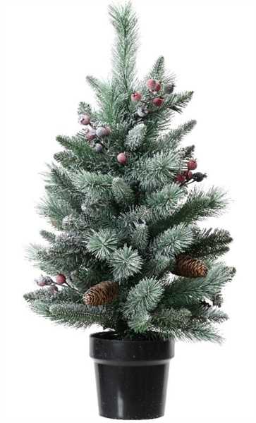 ALBERO NATALE MINI WINDHAM FROSTED BCCHE E PIGNE CM.Ø45X75H