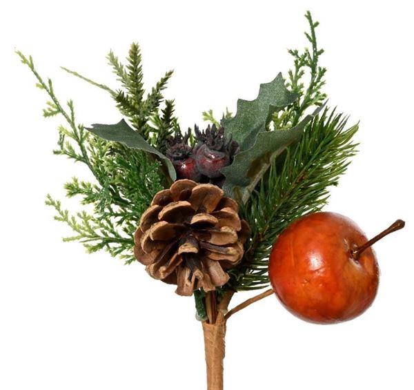 RAMO CON PIGNA E MELA CM.13X15H GREEN/RED