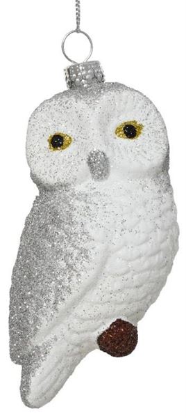 PENDENTE GUFO GLITTER CM.7X6X10,5 WHITE