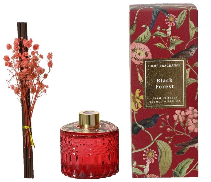 DIFFUSORE A BASTONCINI CON FIORI STABIL. 200ML BLACK FOREST