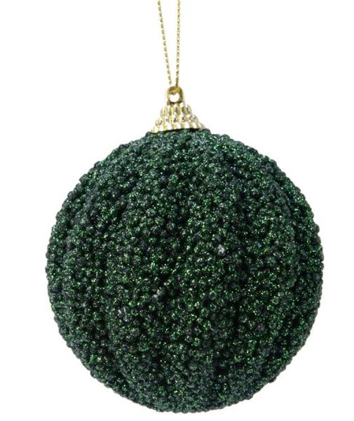 PALLINA NATALE PLASTICA GLITTER DIA8CM PINE GREEN