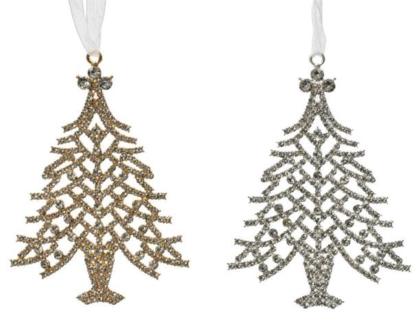 PENDENTE ALBERO NATALE ACCIAIO CM.7,5X10H 2 COL. ASS.