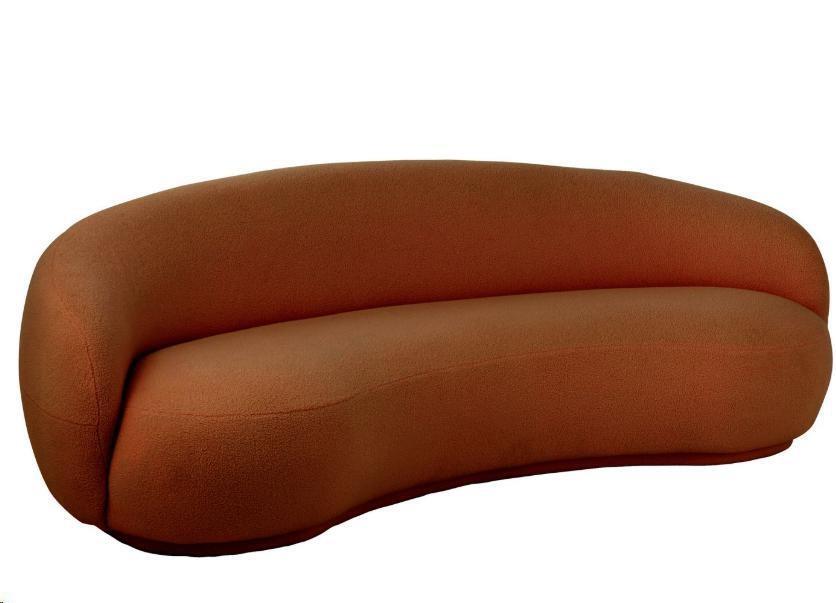 DIVANO IN LEGNO DI PIOPPO CON TESS.ARANCIONE CM.234X116XH.73