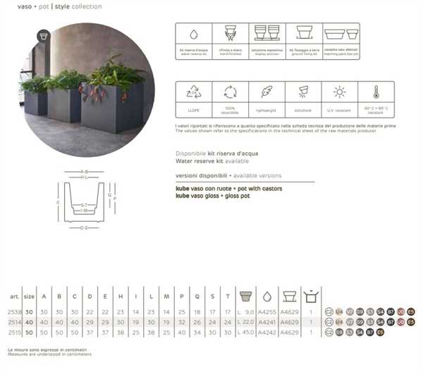 VASO DA ESTERNO IN RESINA QUADRATO KUBE NERO CM.40x40xH40