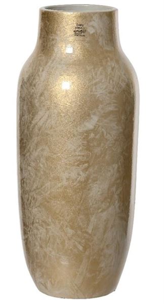 VASO TERRACOTTA LUCIDO CM.D24X60H BIANCO/ORO