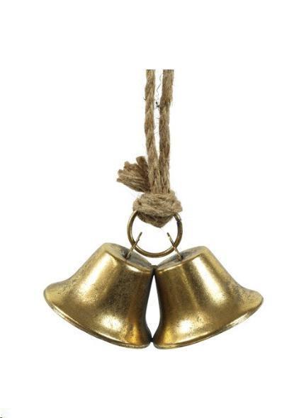 CHRISTMAS HANGER 2XBELL MIRRE GOLD CM30H
