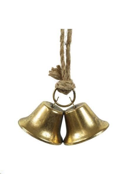 CHRISTMAS HANGER 2XBELL MIRRE GOLD CM30H