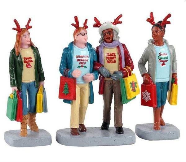 GIRLS CHRISTMAS SHOPPING TRIP, SET OF 3