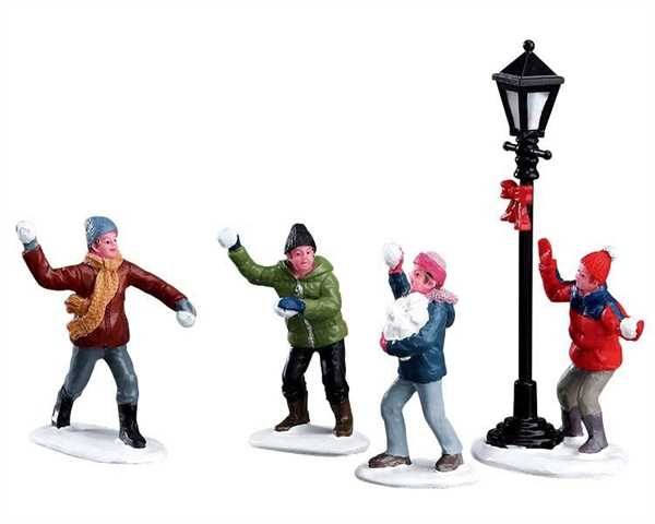 SNOWBALL FIGHT!,  SET OF 4