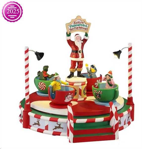 SANTA'S PEPPERMINT TEACUP SPINNER, B/O (4.5V)