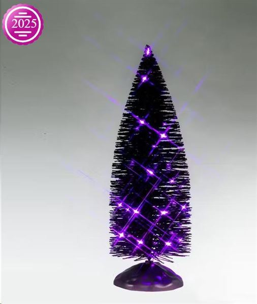 BLACK BRISTLE TREE WITH PURPLE LIGHTS, B/O (4