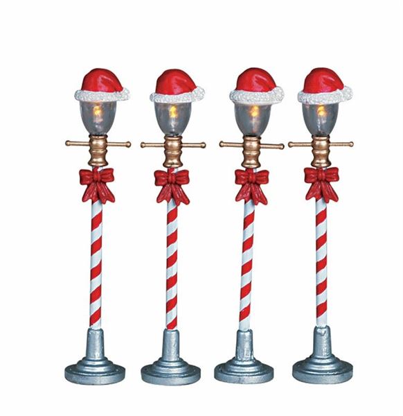 SANTA HAT STREET LAMP,  SET OF 4, B/O (4.5V)