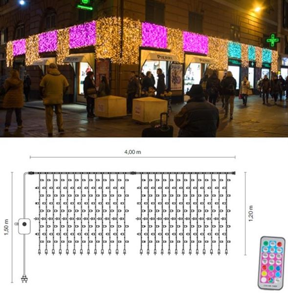 TENDA PROFESS. 250LED RGB L.4XH.1,20M C/TELECOMANDO PROLUNG.