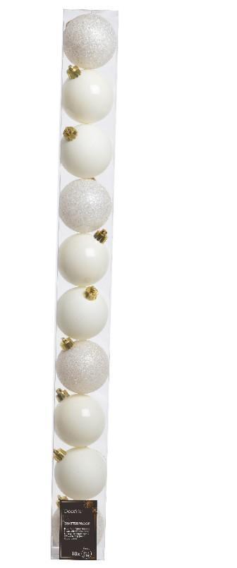 CONFEZIONE 10 PALLINE NATALE PLASTICA DIA6CM WOOL WHITE