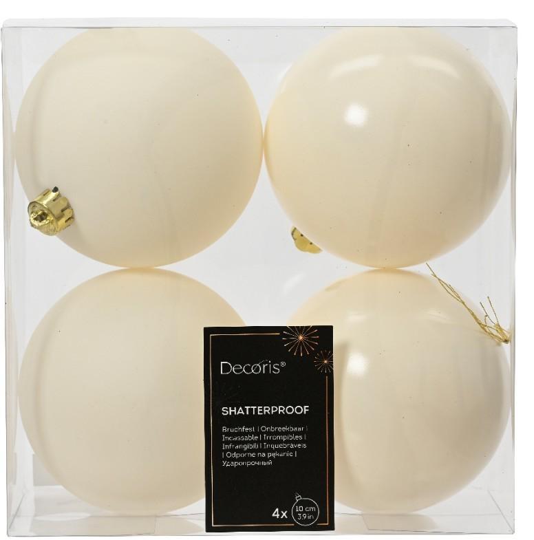 CONFEZIONE 4 PALLINE NATALE PLASTICA DIA10CM WOOL WHITE