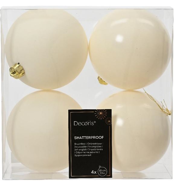 CONFEZIONE 4 PALLINE NATALE PLASTICA DIA10CM WOOL WHITE