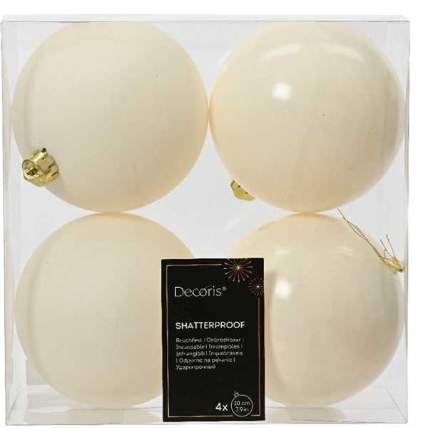 CONFEZIONE 4 PALLINE NATALE PLASTICA DIA10CM WOOL WHITE