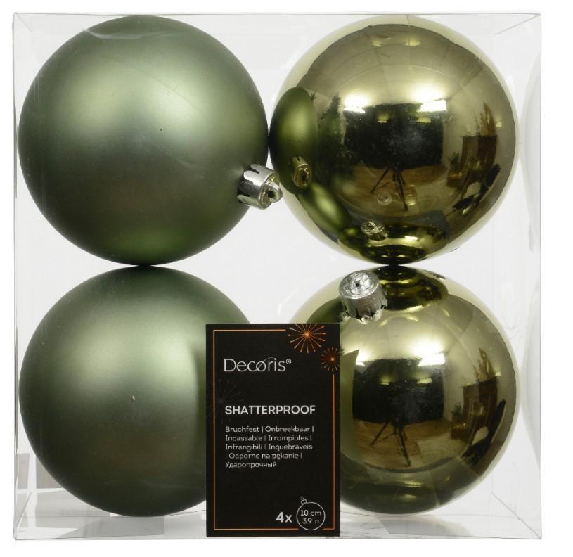 CONFEZIONE 4 PALLINE NATALE PLASTICA DIA10CM ROSEMARY GREEN