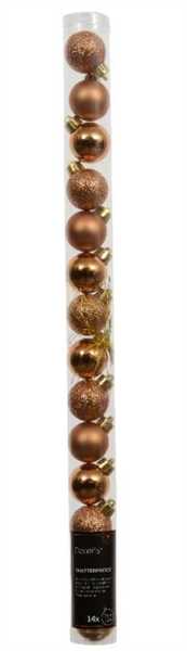 CONFEZIONE 14 PALLINE NATALE PLASTICA DIA3CM BRANDY