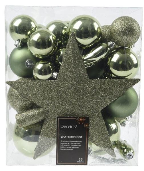 CONFEZIONE 33 PALLINE NATALE PLASTICA DIA8CM ROSEMARY GREEN