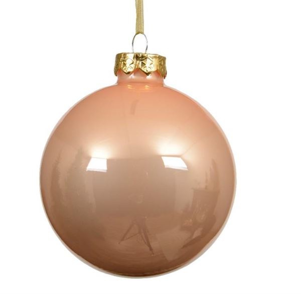 SFERA NATALE VETRO DIA15CM PEACH PEARL LUCIDO