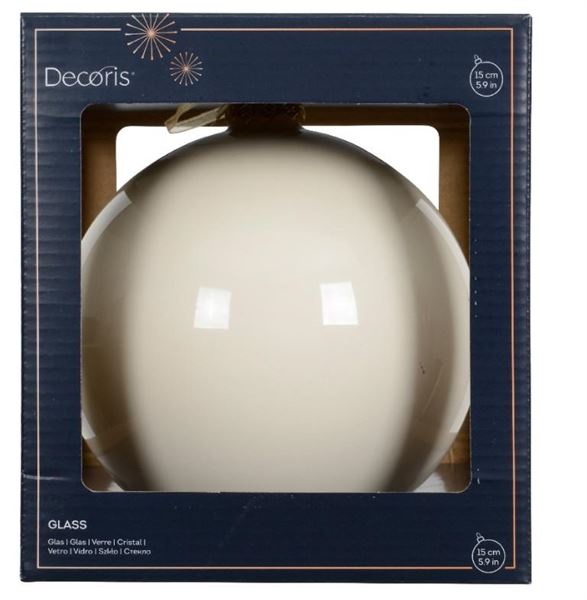 SFERA NATALE VETRO DIA15CM WOOL WHITE LUCIDO