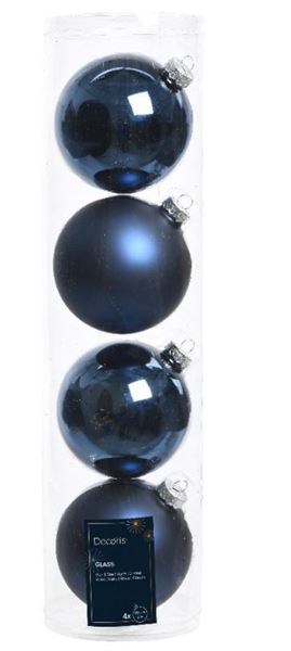 CONFEZIONE 4 PALLINE NATALE VETRO DIA10CM NIGHT BLUE