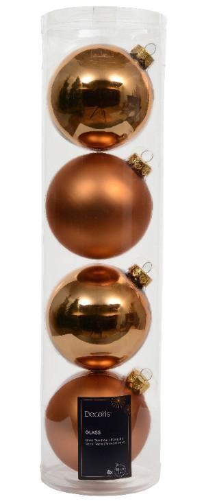 CONFEZIONE 4 PALLINE NATALE VETRO DIA10CM BRANDY