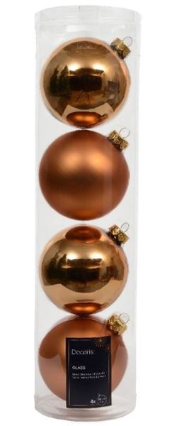 CONFEZIONE 4 PALLINE NATALE VETRO DIA10CM BRANDY
