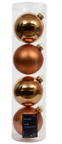 CONFEZIONE 4 PALLINE NATALE VETRO DIA10CM BRANDY
