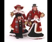 RED GREEN GOLD STANDING CAROLING FAMILY  (SET/4) 66CM