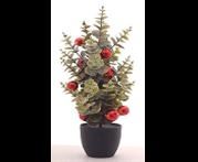 EUCALYPTUS XMAS TREE IN PLASTIC POT W/RED BALLS DECORATION 6