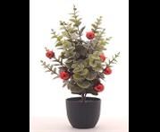 EUCALYPTUS XMAS TREE IN PLASTIC POT W/RED BALLS DECORATION 5