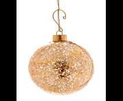 GLASS CLEAR IRI BALL W/GLASS THREAD & GOLD GLITTER 8CM